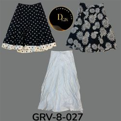 Y2K black and white cotton long skirt (GRV-8-027)