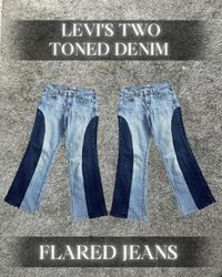 Upcycled Levi's Two Toned Denim Flared Jeans
