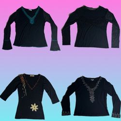 Y2k Black Rave Full sleeve Tops (TT-151)