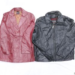 CR44807 VINTAGE MIX LADIES AND MENS LEATHER  JACKE..
