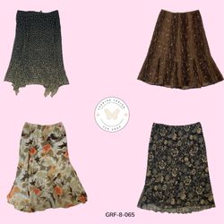 Y2K Brown Printed Poly Skirt – Vintage 2000s Aesth..