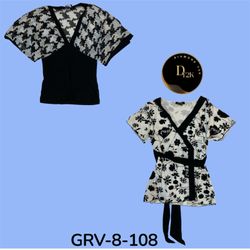 Blouse en polyester noire et blanche à manches cou..