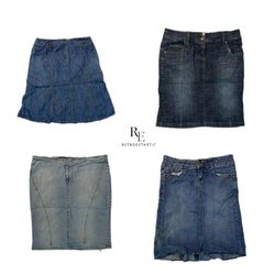 Jupes midi en denim de l'ère Britney Y2K (RE-2276)