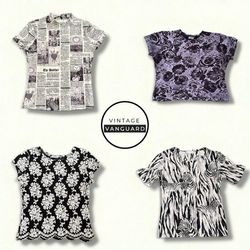 Y2k Monochrome Aura bedruckte Bluse