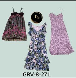 レトロY2Kフローラルプリントポリドレス | タイムレスヴィンテージ美学 (GRV-8-271)