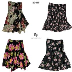 Y2K Romantic Grunge Floral Poly Skirts (RE-1905)