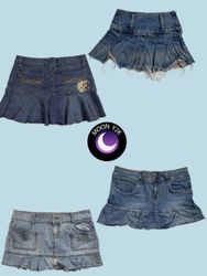 Y2K Denim Ruffle Skirts  (M-577)
