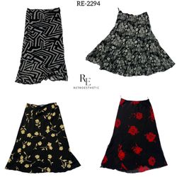 Y2K Gothic Floral Poly Skirts (RE-2294)
