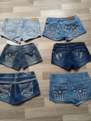 HD1108 Damen Upcycled Y2K Denim Micro Mini Shorts ..