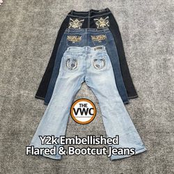Y2K Embelished Bootcut/ Flared Jeans