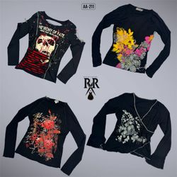 Y2K All Unique Black Rave Full Sleeve Tops (AA-211..