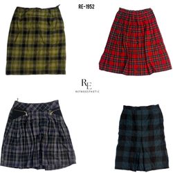 Y2K Wool Checkered Mix Skirts (RE-1952)