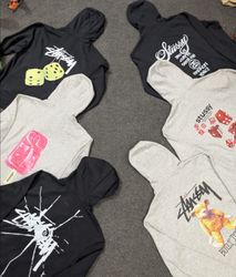 Felpe con cappuccio zip in stile rework stampate S..