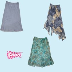 Y2K Aqua Vibe Midi Skirts (Sep-37)