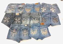 IQ0668 Y2K Chic Spark Edit Stil Upcycled Mini Shor..