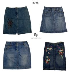 Y2K IT Girl Denim Unique Midi Skirts (RE-1987)