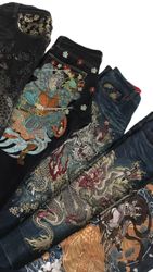Japanese branded embroidery jeans
