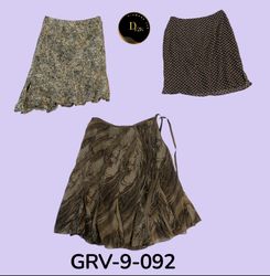 Vintage Brown Printed Poly Skirt – Lightweight & S..
