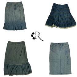 Y2K IT Girl Denim Midi Skirts (Rw-1075)