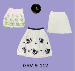 White Printed Cotton Skirt – Vintage Summer Style(..