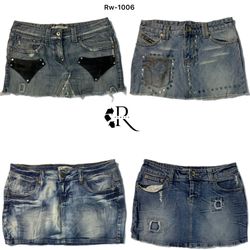 Y2kユニークデニムミニスカート(RW-1006)