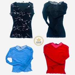 Y2K Fully Long Sleeves Mesh Tops AT40