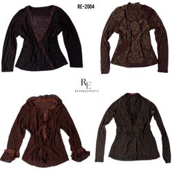 Y2K Dark Brown Full Sleeve Mix Tops (RE-2004)