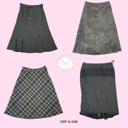 Y2K Vintage Check Wool Skirt – Gray & Black Plaid ..