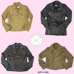 Y2K Vintage Leather Button-Up Jacket – Classic Ret..