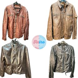 Vintage Heavy Front Zip Leather Jackets