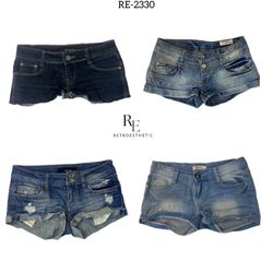 Y2K IT Girl Denim Micro Mini Shorts (RE-2330)