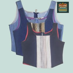 SS25 Upcycled Denim & Curtain Tapestry Korsett