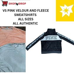 VS PINK VELOUR AND FLEECE CREWNECKS