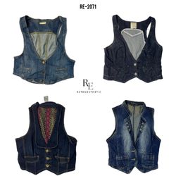 Coletes de Jeans Únicos Y2K (RE-2071)
