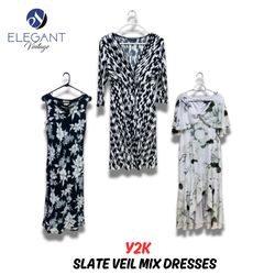 Y2K Slate Veil Mix Dresses - EV0990