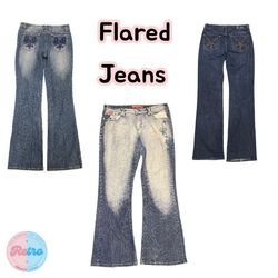 Y2K Vintage Flared Jeans – Embroidered, Butterfly ..