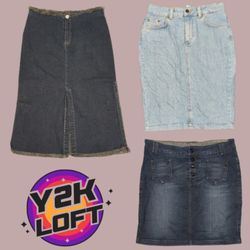 Y2K Britney Era Denim Midi Skirts