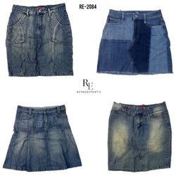 Y2K Cyber Girl Era Denim Midi Skirts (RE-2084)