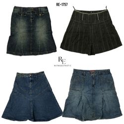 Y2K IT Girl Denim Midi Skirt(RE-1757)