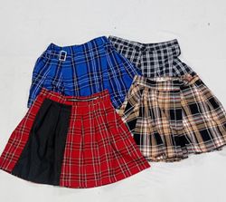IQ0784 Y2K Pop Princess Check Skirt