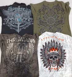 CR5261 Grunge Skull Print Vintage T-Shirts