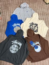 Stussy Printed Rework Style Zip-Hoodies, Mischfarb..