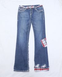 CR916 Upcycled Denim Patchwork Charm Jeans
