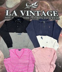 ラルフ・ローレン ケーブルニット -1/4ジップ -ラウンドおよびVネックミックスポロセーター