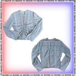 Upcycled Office Siren Cotton Ruched Front Hook Shi..
