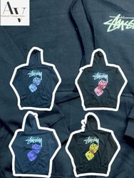 Stussy Überarbeitung Stil alle Würfel Farben Hoodi..