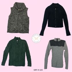 Pull à col haut en tricot côtelé avec fermeture éc..