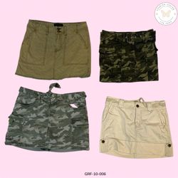 Y2K Green & Cream Cargo Cotton Skirt – Vintage Str..