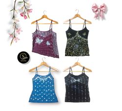 Y2K Beaded and Sequenced Embellished Camisoles