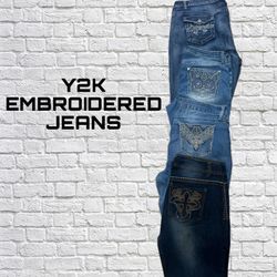 Y2K Stones & Embroided Jeans
